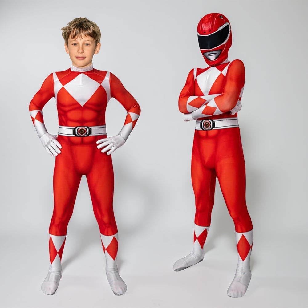 Superheltekostume til børn til Halloween, heldragt med maske og handsker