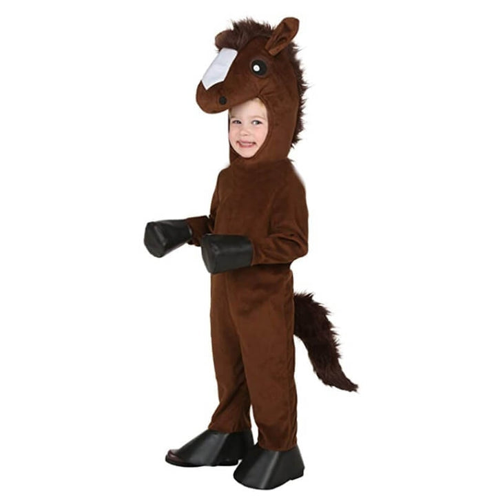 Halloween-Kostümset für Kinder als Werwolf mit Plüschkapuze, Fäustlingen und Schwanz