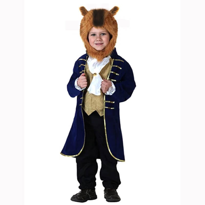Halloween-Kostümset für Kinder als Werwolf mit Plüschkapuze, Fäustlingen und Schwanz
