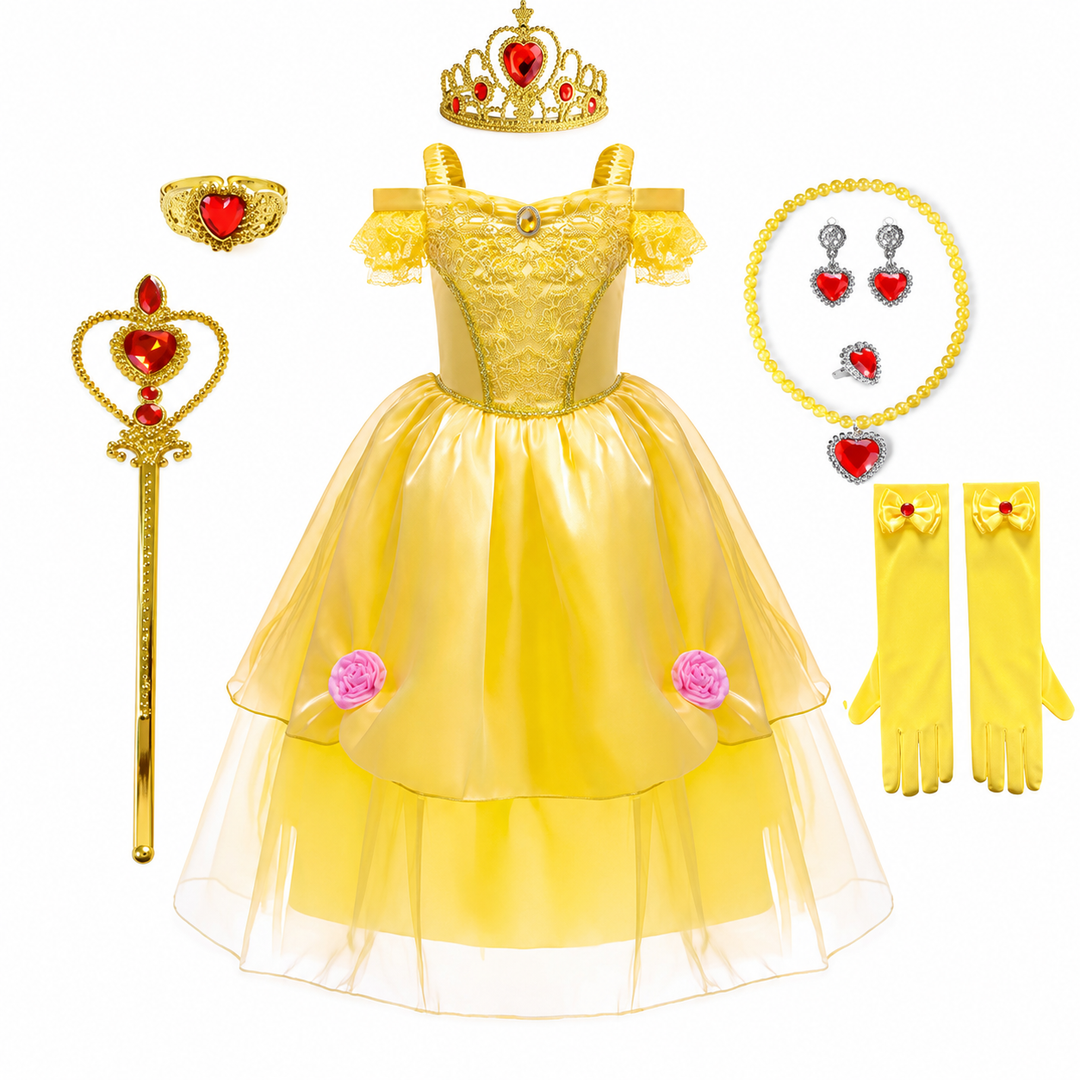 Halloween-prinsessekostume til piger med tilbehør og smykker