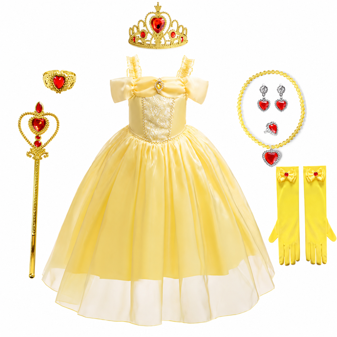 Halloween-prinsessekostume til piger med tilbehør og smykker