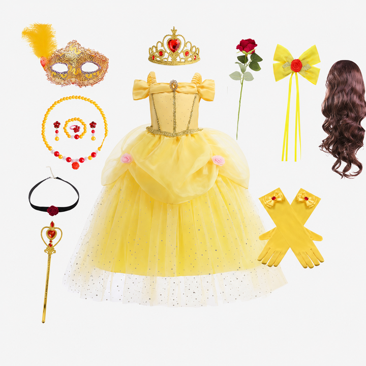 Halloween-prinsessekostume til piger med tilbehør og smykker