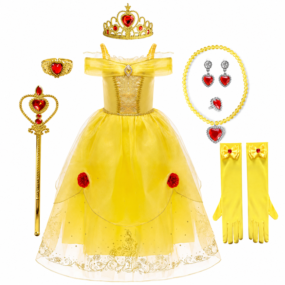 Halloween-prinsessekostume til piger med tilbehør og smykker