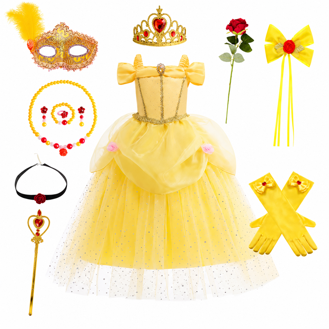 Halloween-prinsessekostume til piger med tilbehør og smykker