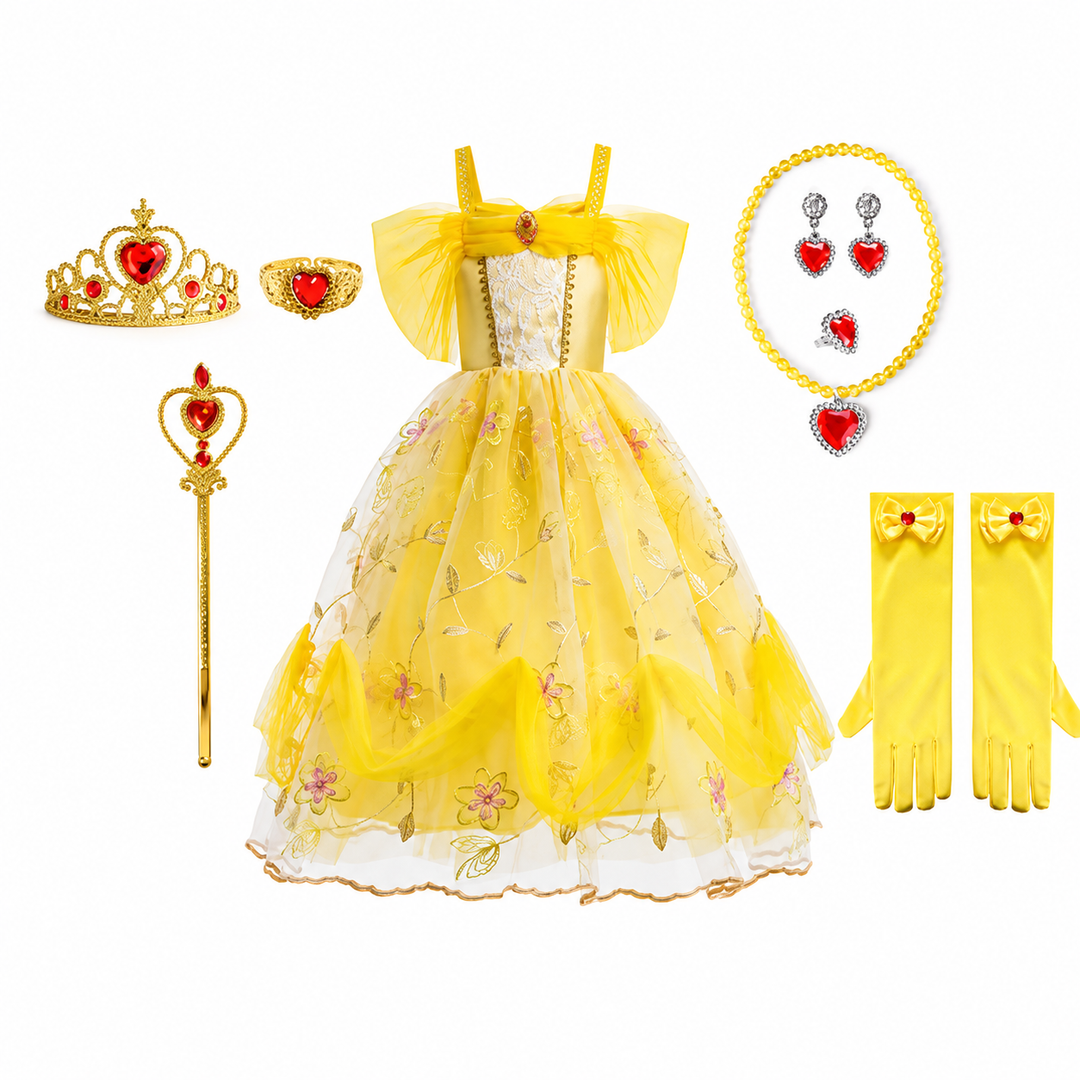 Halloween-prinsessekostume til piger med tilbehør og smykker