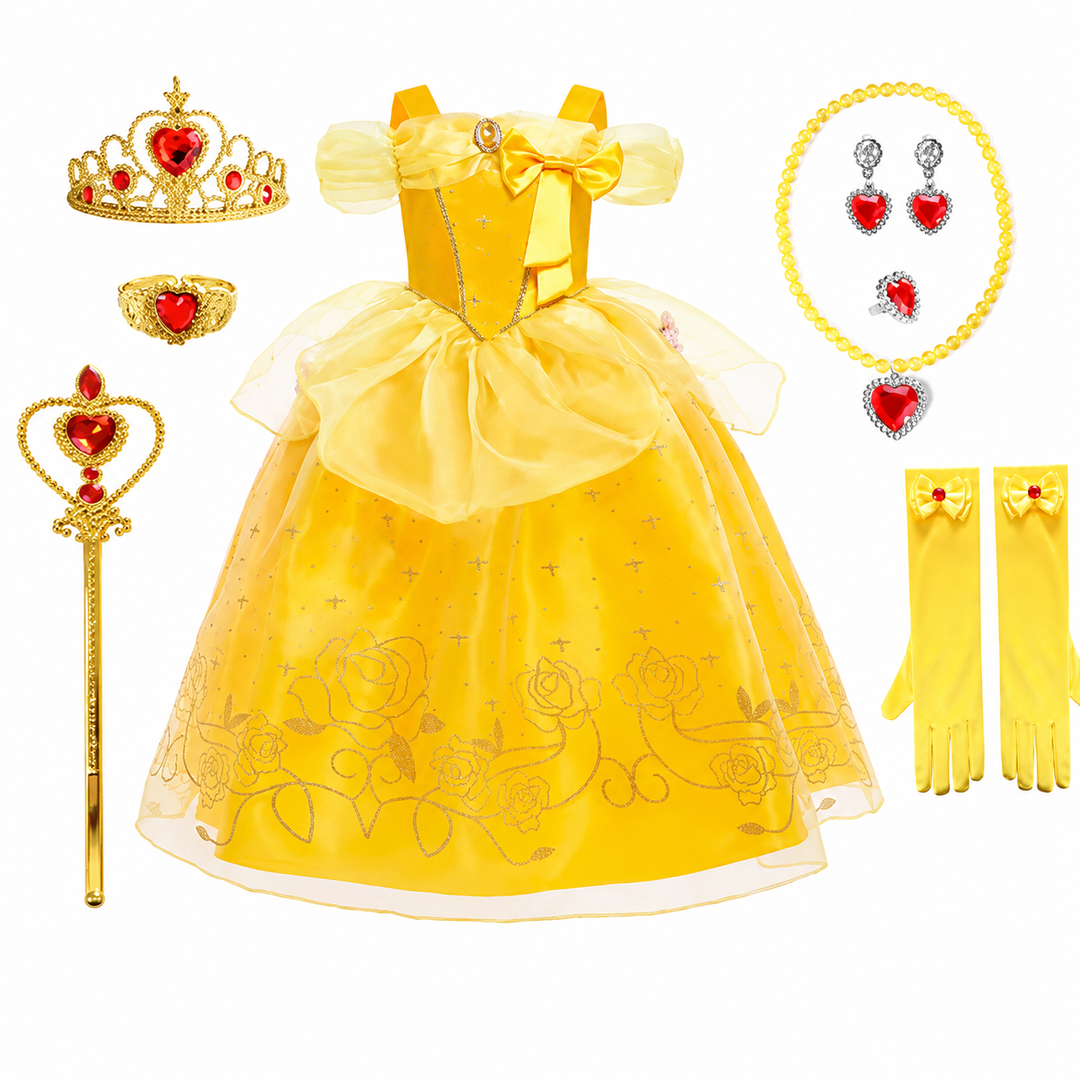 Halloween-prinsessekostume til piger med tilbehør og smykker