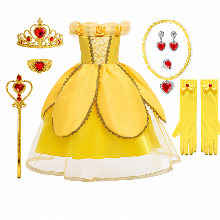Halloween-prinsessekostume til piger med tilbehør og smykker