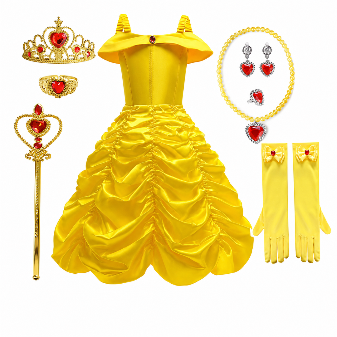 Halloween-prinsessekostume til piger med tilbehør og smykker