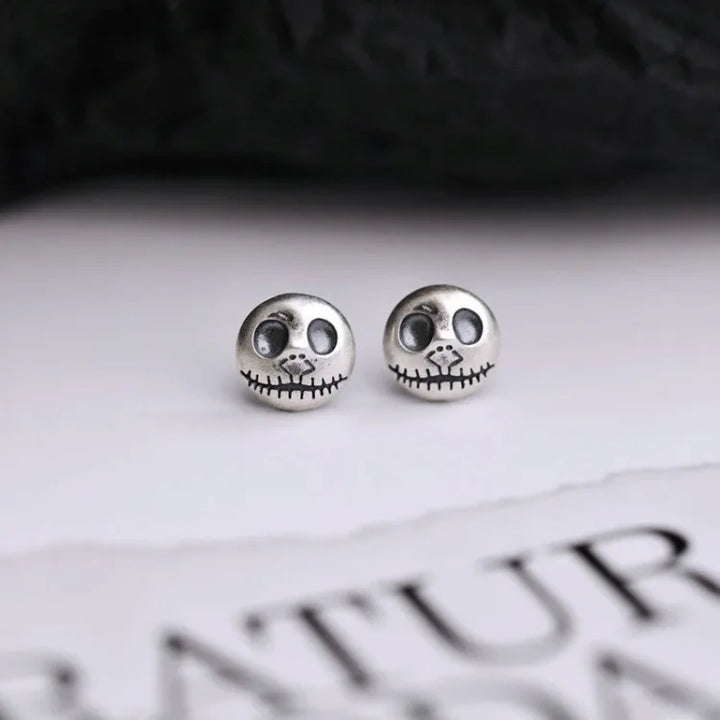 Orecchini da donna in argento sterling a forma di teschio con design a zucca