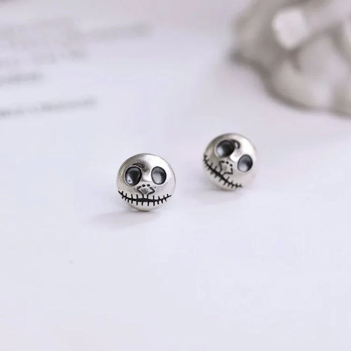 Orecchini da donna in argento sterling a forma di teschio con design a zucca