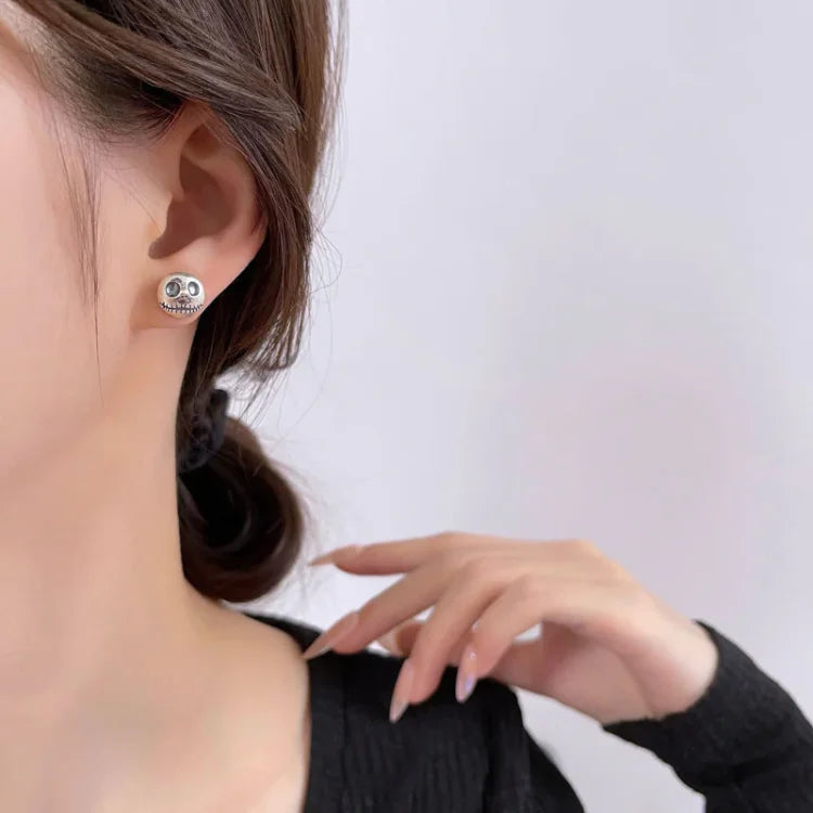 Orecchini da donna in argento sterling a forma di teschio con design a zucca