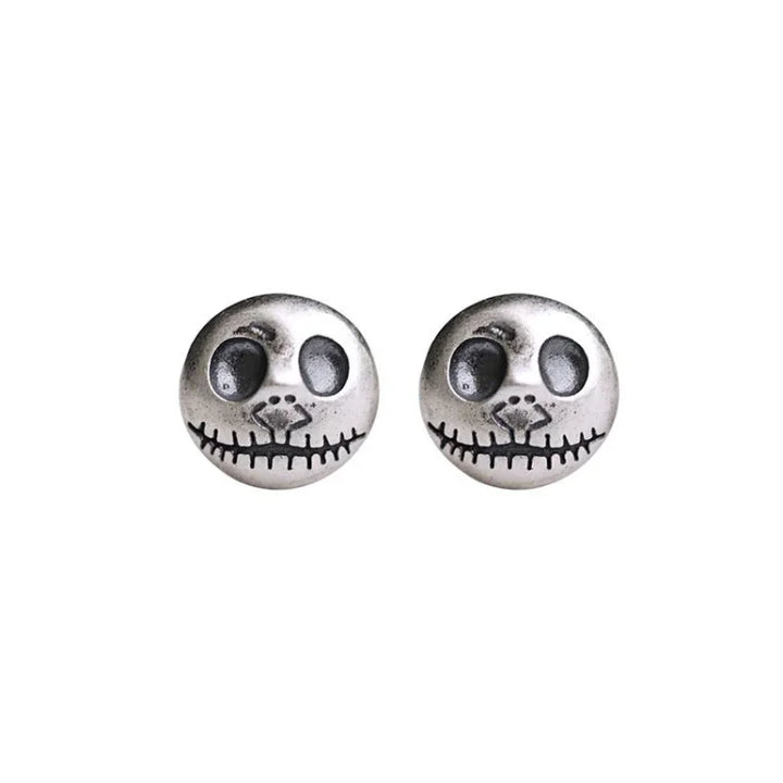 Orecchini da donna in argento sterling a forma di teschio con design a zucca