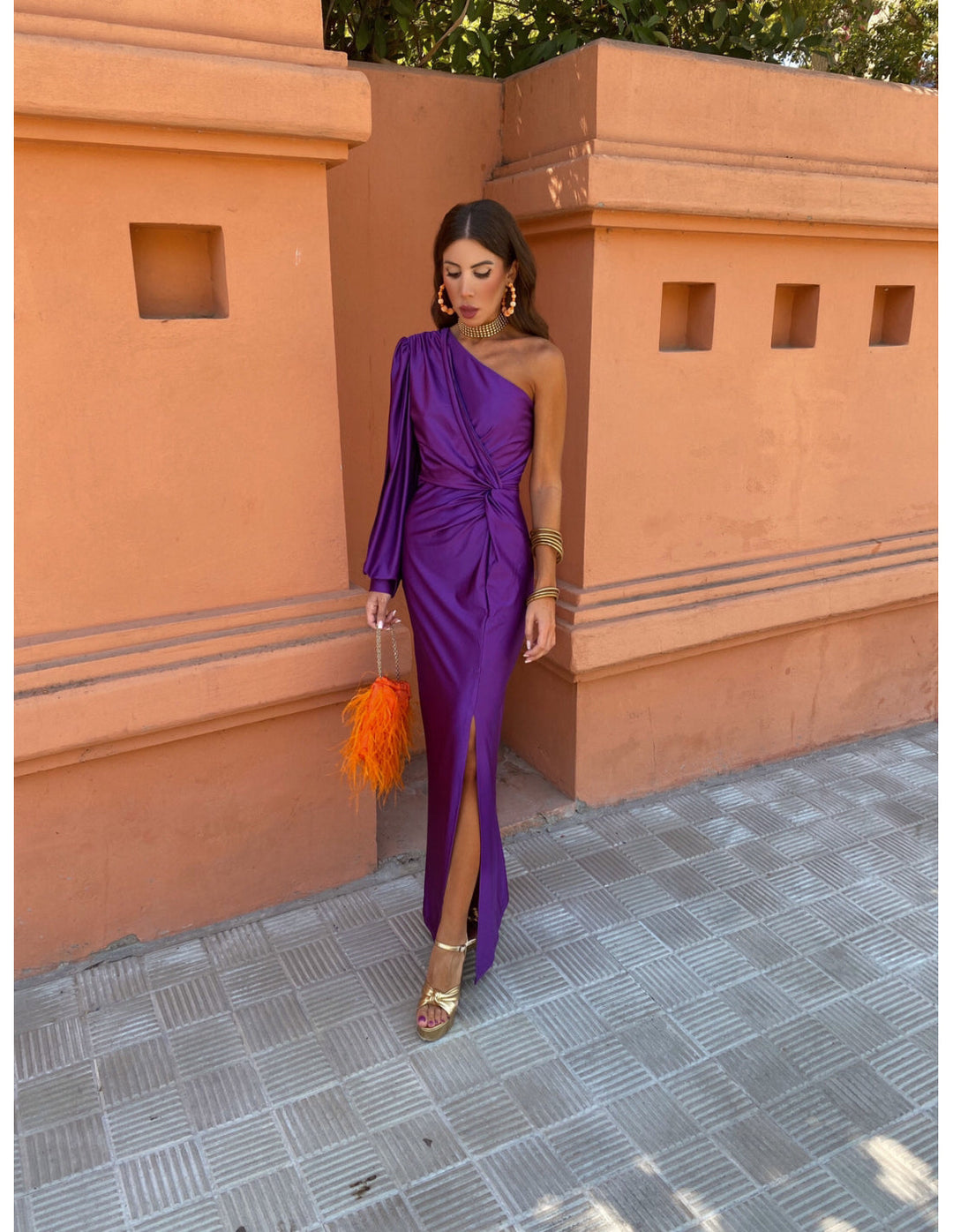 Hannah | Women's One Shoulder Midi Dress for Elegant Occasions-Metro Lane Plaza