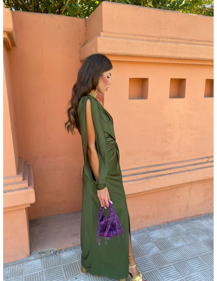 Hannah | Women's One Shoulder Midi Dress for Elegant Occasions-Metro Lane Plaza