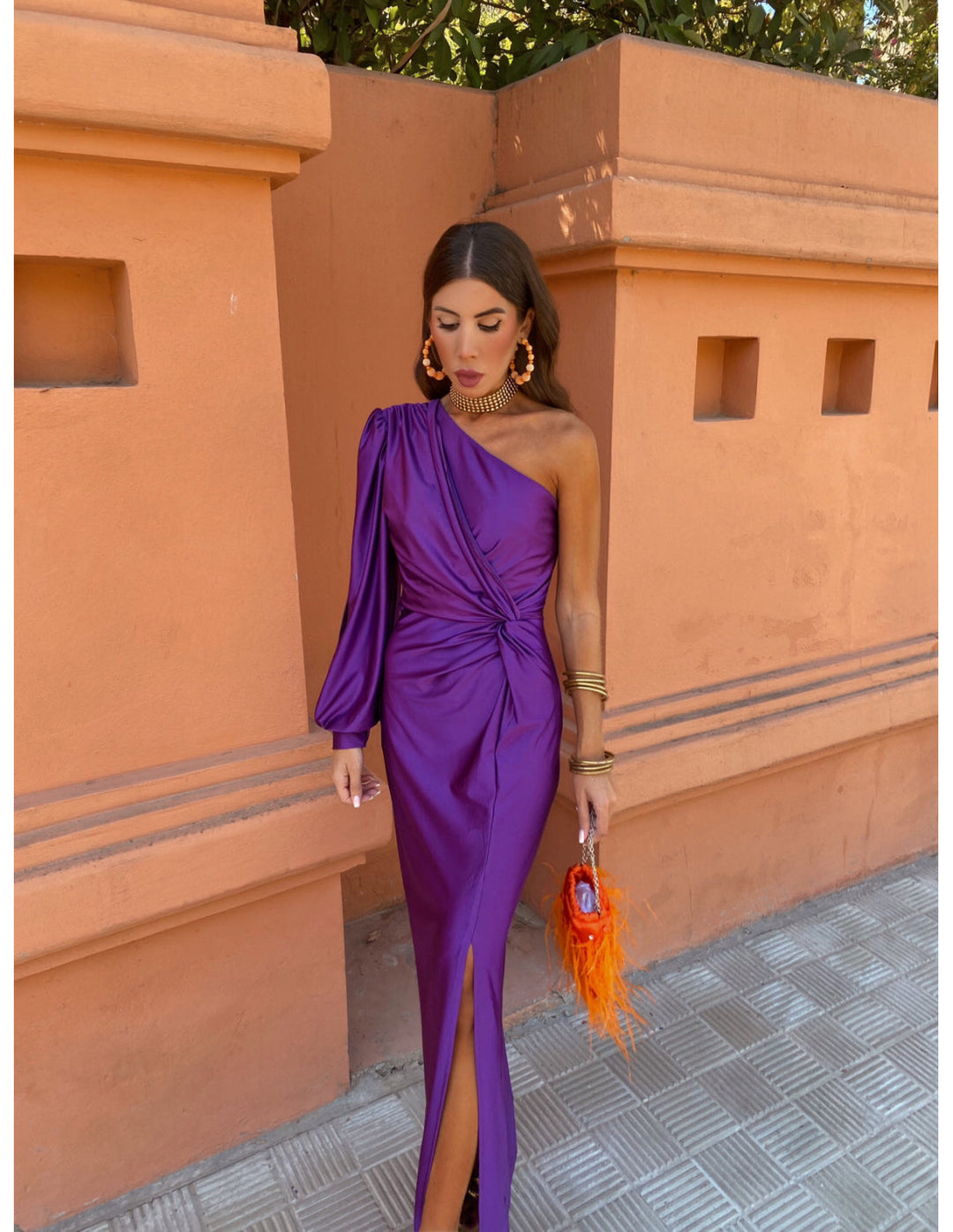 Hannah | Women's One Shoulder Midi Dress for Elegant Occasions-Metro Lane Plaza
