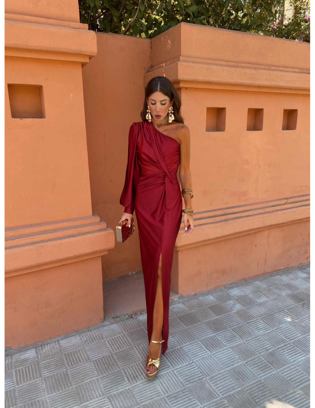 Hannah | Women's One Shoulder Midi Dress for Elegant Occasions-Metro Lane Plaza