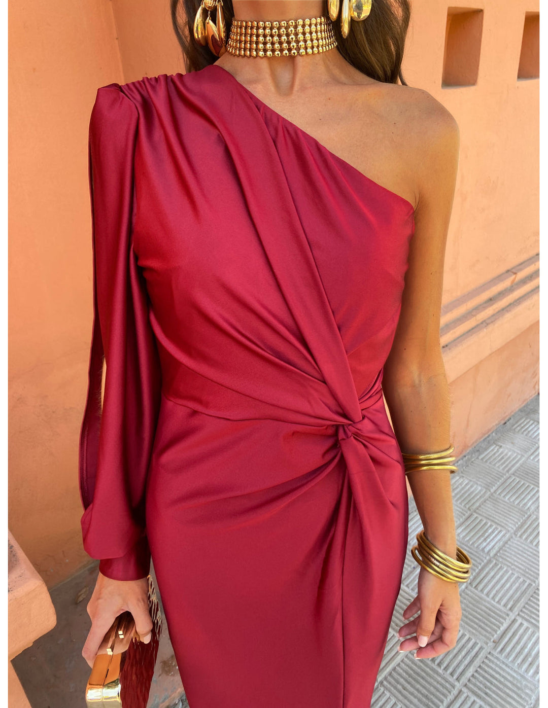 Hannah | Women's One Shoulder Midi Dress for Elegant Occasions-Metro Lane Plaza