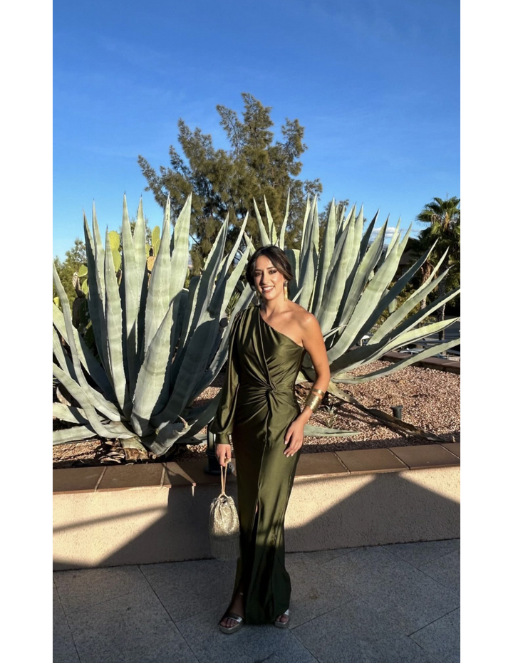 Hannah | Women's One Shoulder Midi Dress for Elegant Occasions-Metro Lane Plaza