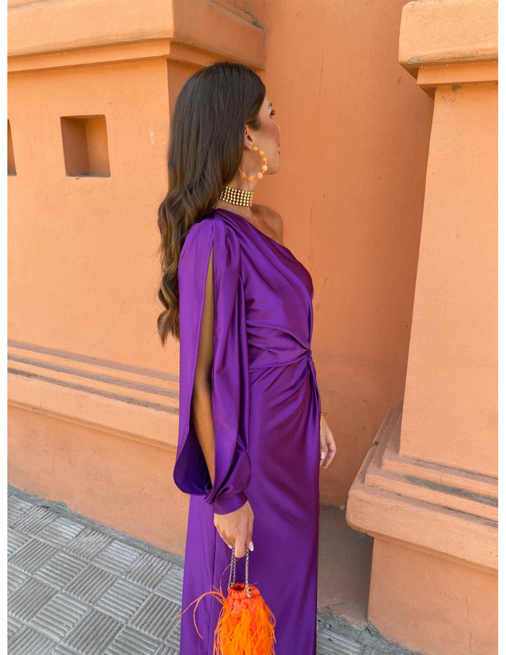Hannah | Women's One Shoulder Midi Dress for Elegant Occasions-Metro Lane Plaza