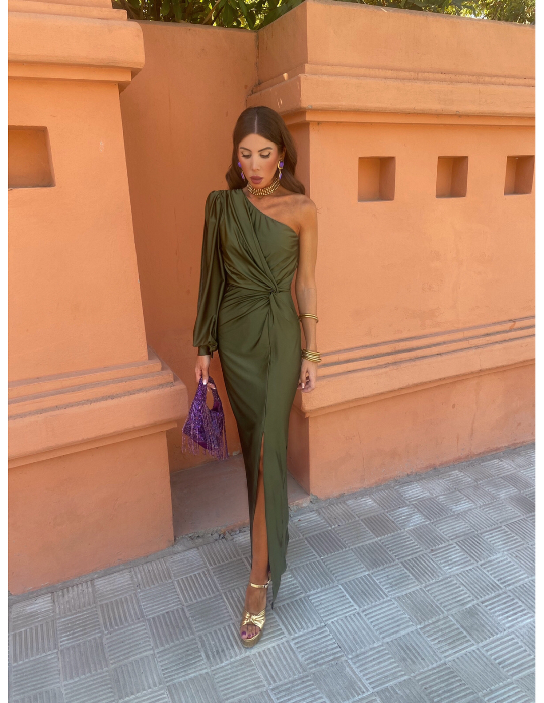 Hannah | Women's One Shoulder Midi Dress for Elegant Occasions-Metro Lane Plaza