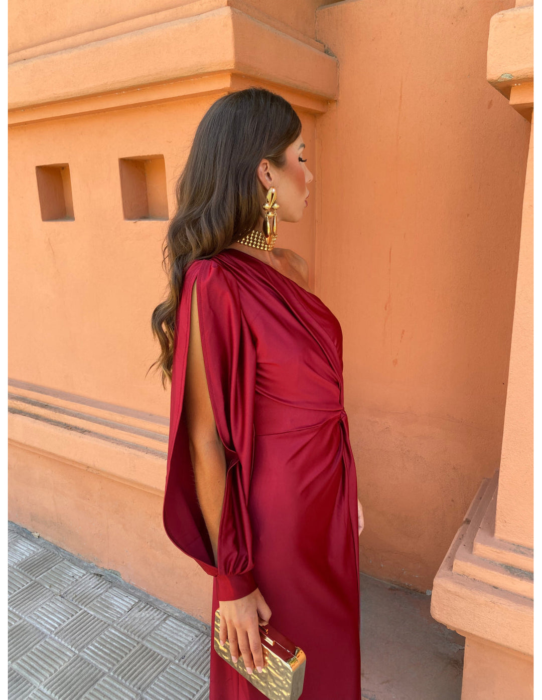 Hannah | Women's One Shoulder Midi Dress for Elegant Occasions-Metro Lane Plaza