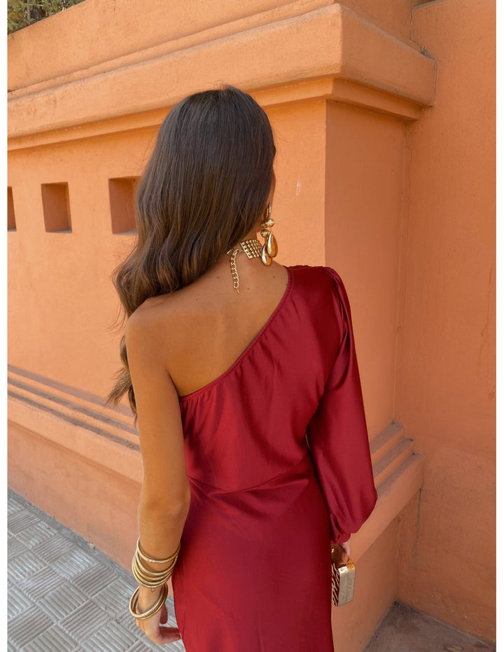 Hannah | Women's One Shoulder Midi Dress for Elegant Occasions-Metro Lane Plaza