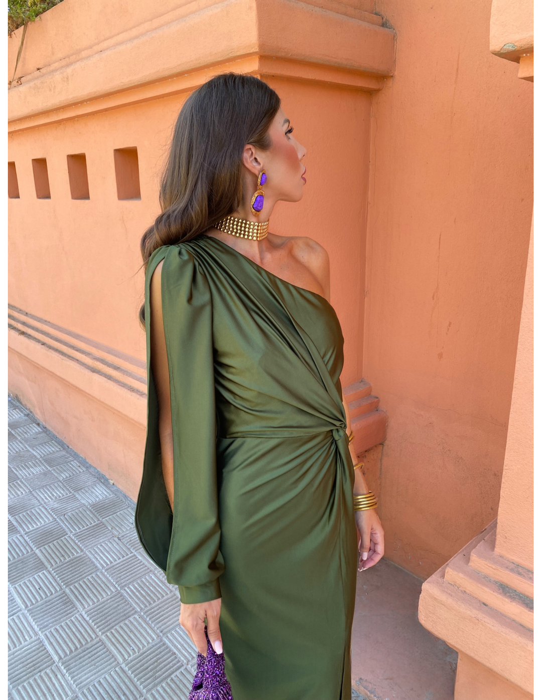 Hannah | Women's One Shoulder Midi Dress for Elegant Occasions-Metro Lane Plaza
