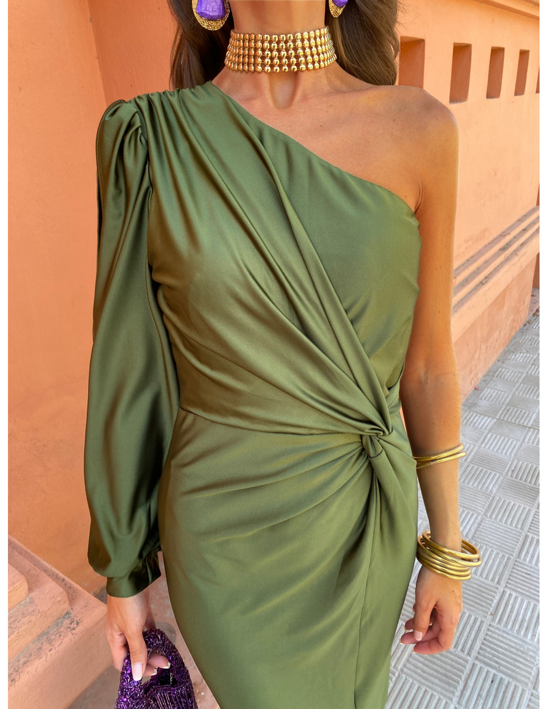 Hannah | Women's One Shoulder Midi Dress for Elegant Occasions-Metro Lane Plaza
