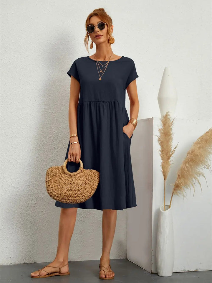 Harmony | Women's A-Line Midi Dress-Metro Lane Plaza