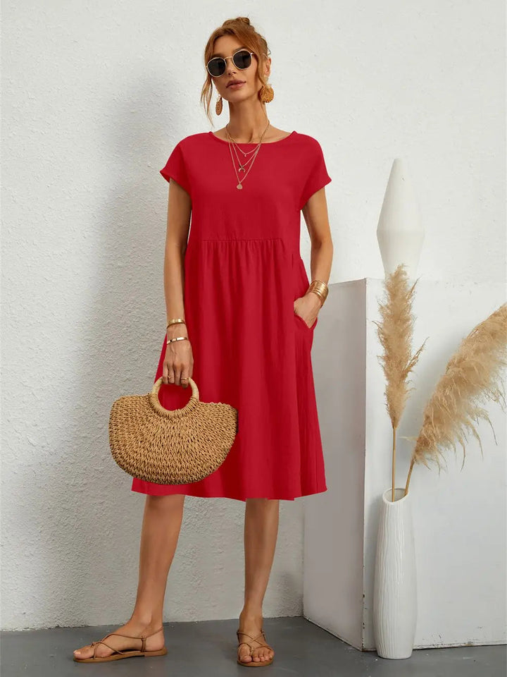 Harmony | Women's A-Line Midi Dress-Metro Lane Plaza