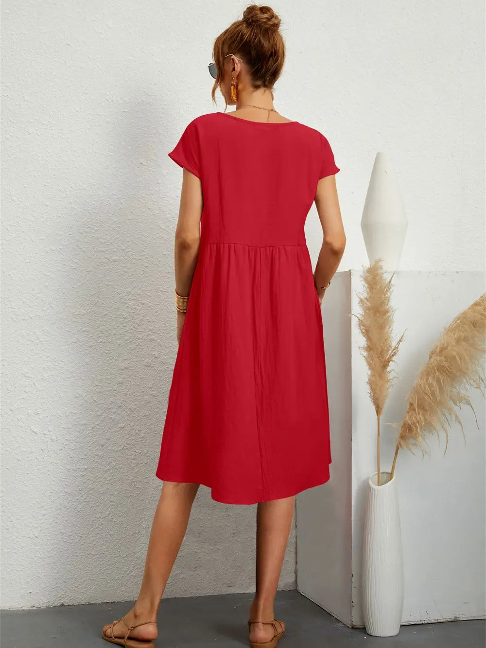 Harmony | Women's A-Line Midi Dress-Metro Lane Plaza
