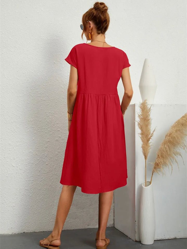 Harmony | Women's A-Line Midi Dress-Metro Lane Plaza