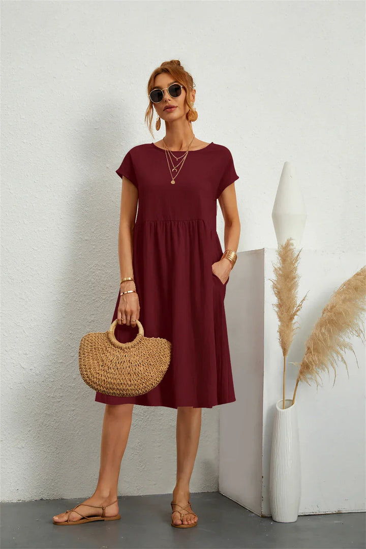 Harmony | Women's A-Line Midi Dress-Metro Lane Plaza