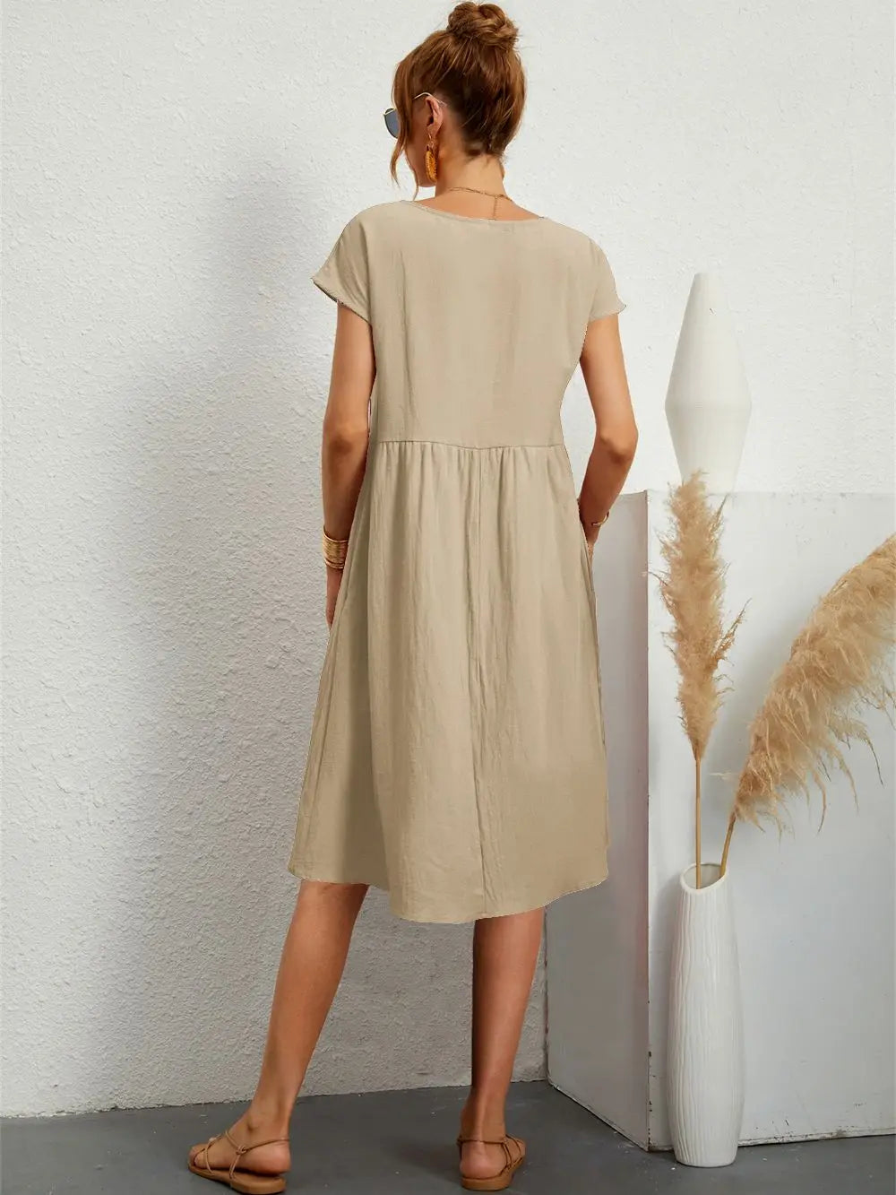 Harmony | Women's A-Line Midi Dress-Metro Lane Plaza