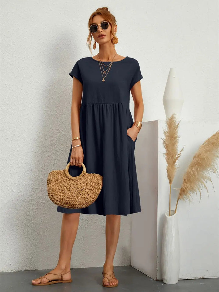 Harmony | Women's A-Line Midi Dress-Metro Lane Plaza