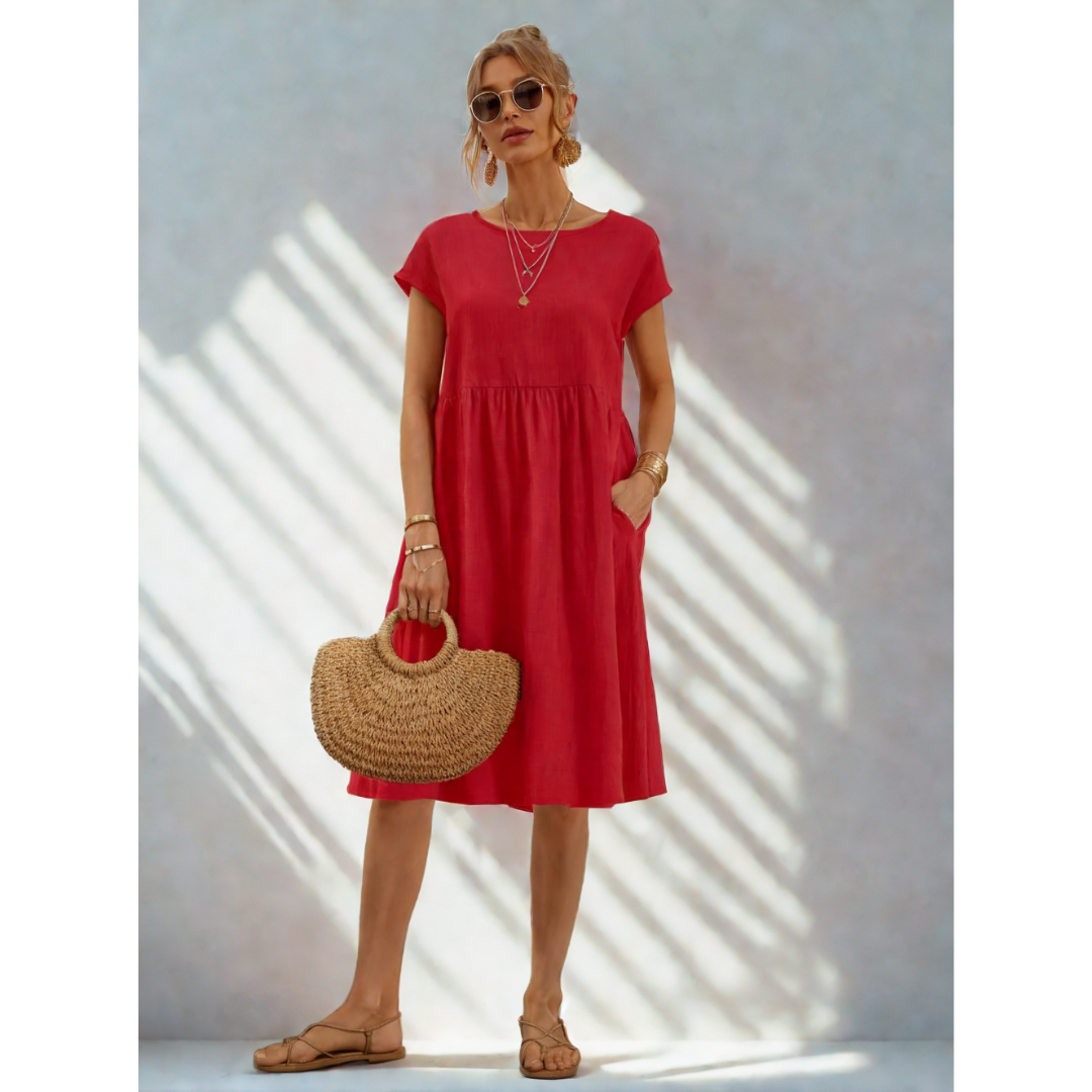 Harmony | Women's A-Line Midi Dress-Metro Lane Plaza