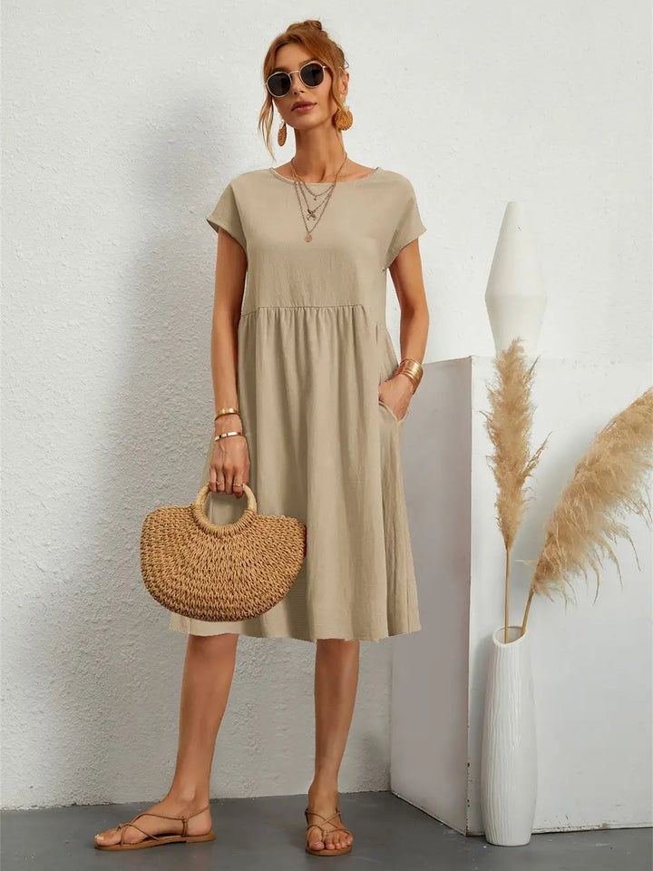 Harmony | Women's A-Line Midi Dress-Metro Lane Plaza