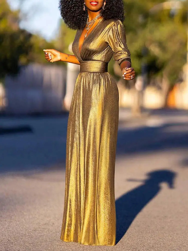 Helena | Women's Shiny Jumpsuit for Stylish Occasions-Metro Lane Plaza