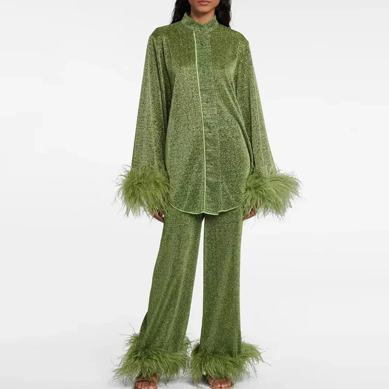 Henley | Women's Luxe Glitter Feather Set-Metro Lane Plaza