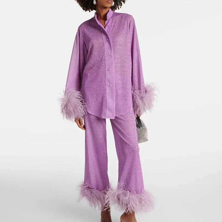 Henley | Women's Luxe Glitter Feather Set-Metro Lane Plaza