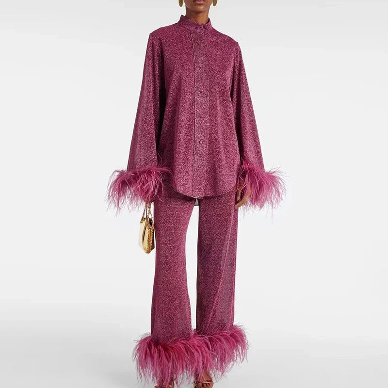 Henley | Women's Luxe Glitter Feather Set-Metro Lane Plaza