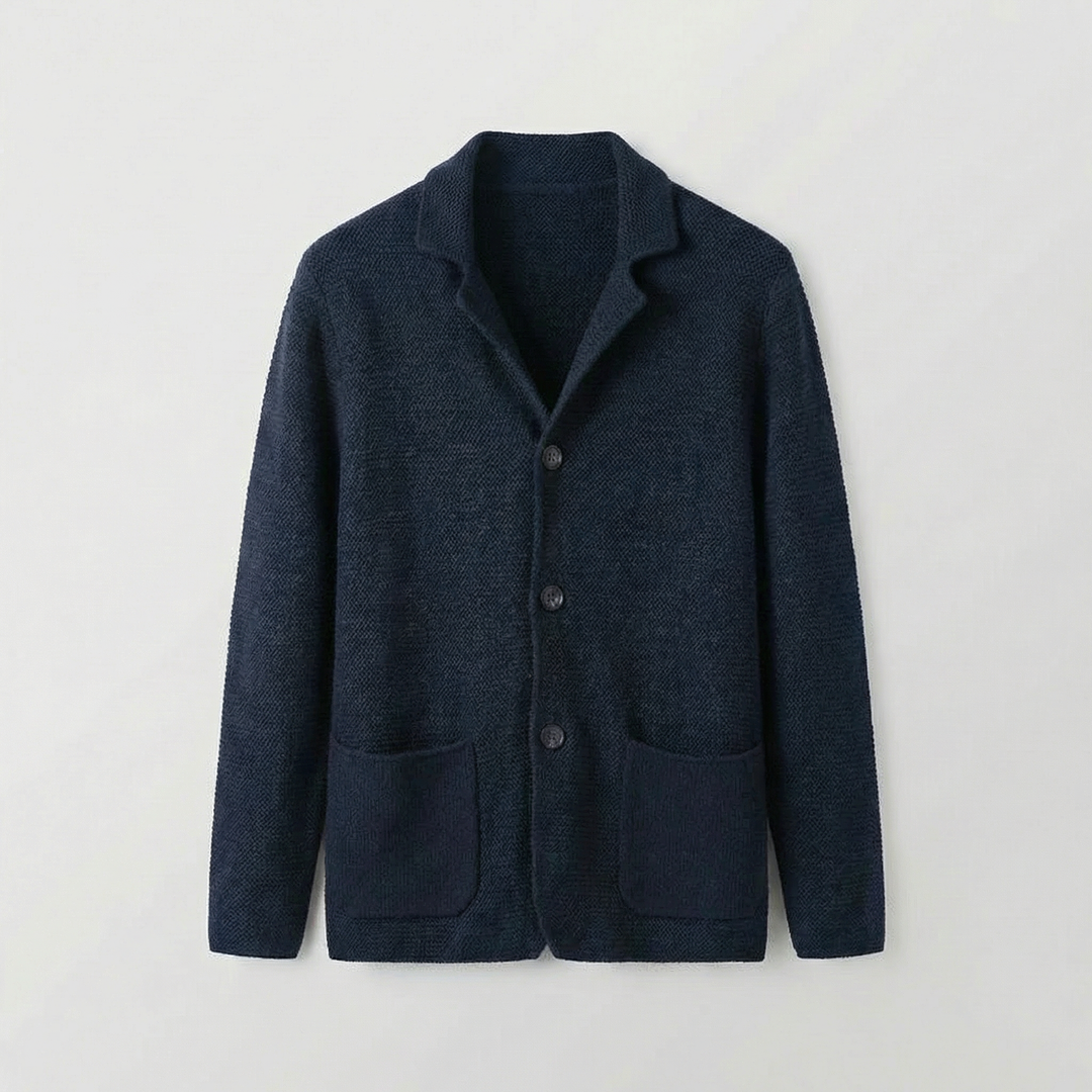 Cardigan de malha cintado com fecho de botões para homem