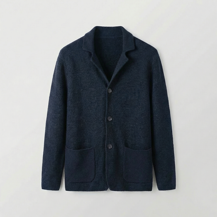 Cardigan de malha cintado com fecho de botões para homem