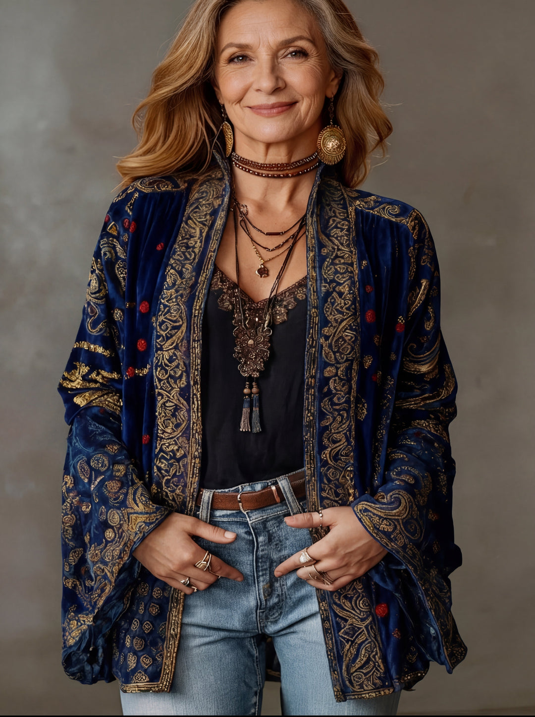 Women's Stylish Velvet-Touch Bohemian Cardigan