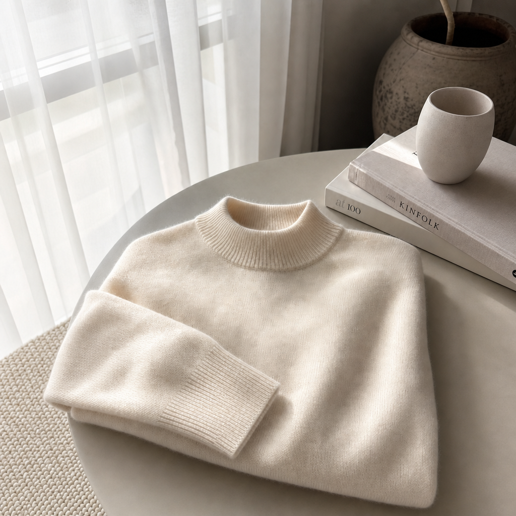 Classico pullover da donna lavorato a maglia con collo alto