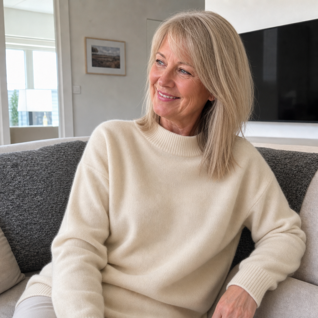 Classico pullover da donna lavorato a maglia con collo alto