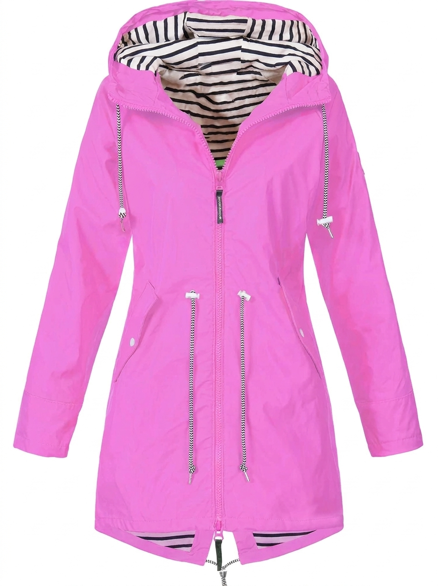 Manteau utilitaire à capuche, cordon de serrage et fermeture zippée pour femme