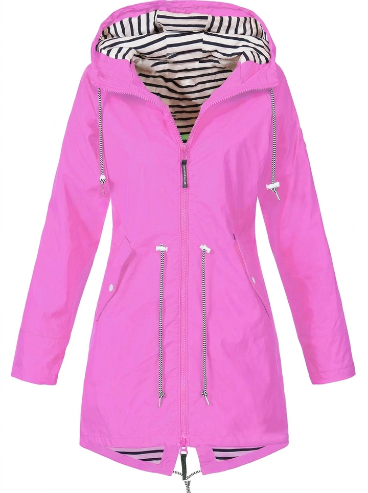 Manteau utilitaire à capuche, cordon de serrage et fermeture zippée pour femme