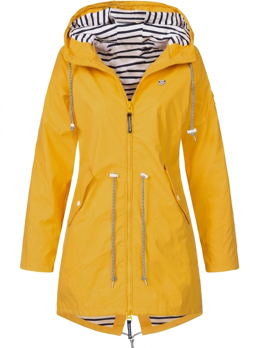 Manteau utilitaire à capuche, cordon de serrage et fermeture zippée pour femme
