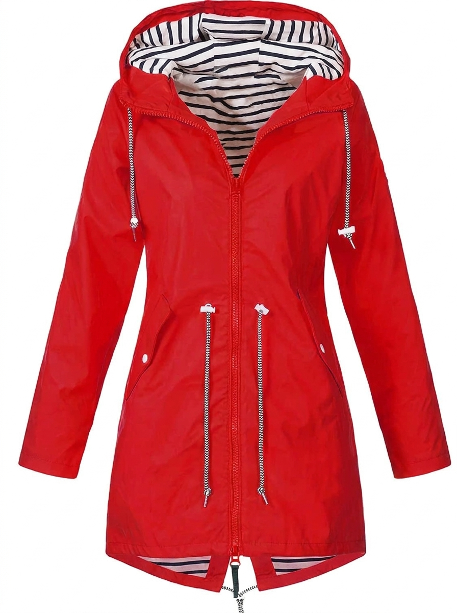 Manteau utilitaire à capuche, cordon de serrage et fermeture zippée pour femme